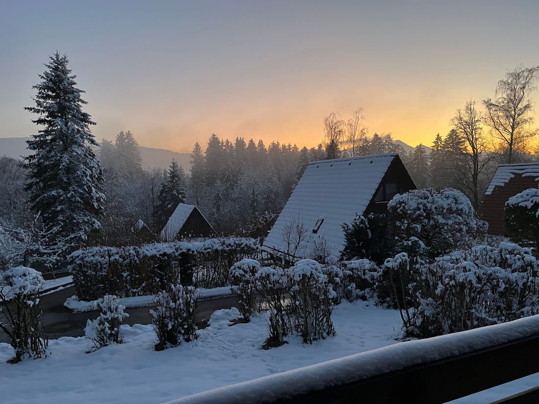 Ferienhaus Bayern - Winter Blick vom Balkon